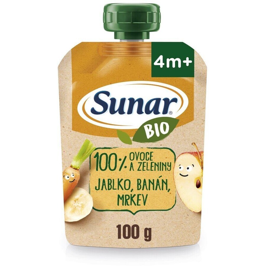 Sunar Bio fruitcapsule appel, banaan, wortel 4m+ 100 g
