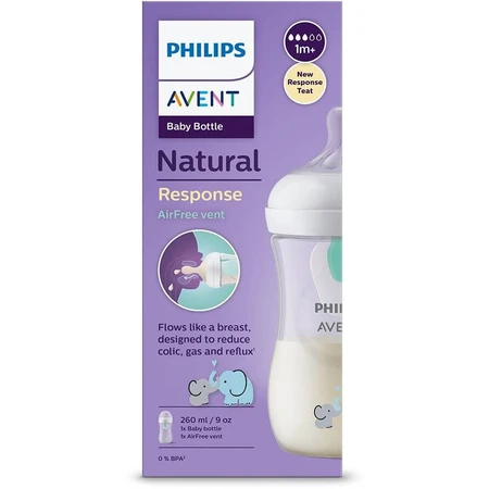 Philips Avent Natural Response-fles met AirFree-ventiel 260 ml, 1m+ olifant