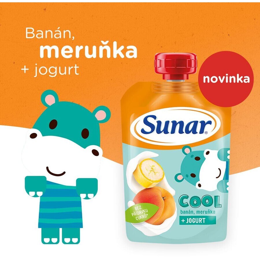 Sunar Cápsula de fruta fría plátano, albaricoques, yogur 12m+ 110 g