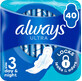 Serviettes hygi&#233;niques Always Ultra Day &amp; Night (taille 3) avec ailettes 40 pi&#232;ces
