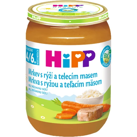 HiPP Biologische wortelen met rijst en kalfsvlees 190 g