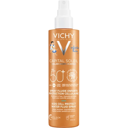Vichy Capital Soleil Soleil Fluid Spray también adecuado para la piel sensible de los niños SPF50+ 200 ml