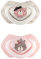 Canpol baby&#39;s BONJOUR PARIS symmetrische siliconen fopspeenset 0-6m roze BONJOUR PARIS 0-6m 2 stuks