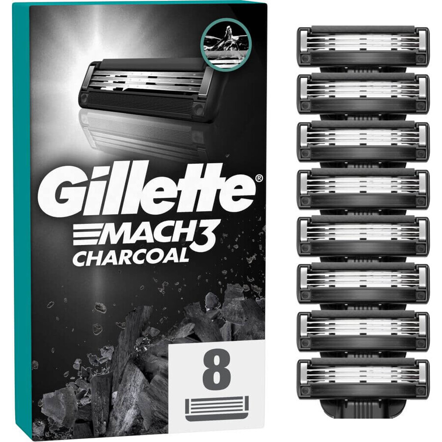 Buy Gillette Mach3 Charcoal replacement shaving heads for men 8 pieces Gillette Mach3 Charcoal replacement shaving heads for men 8 pieces
