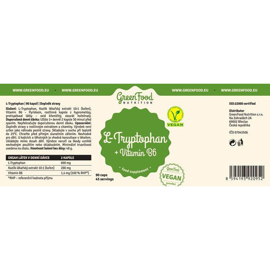 GreenFood Nutrition L-Tryptophan 90 Kapseln