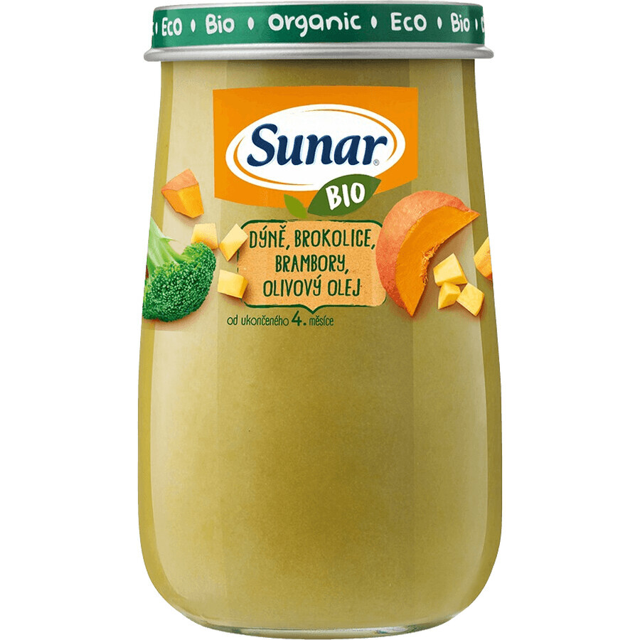 Sunar Biologische pompoen, broccoli, aardappelen, olijfolie 4m+ 190 g