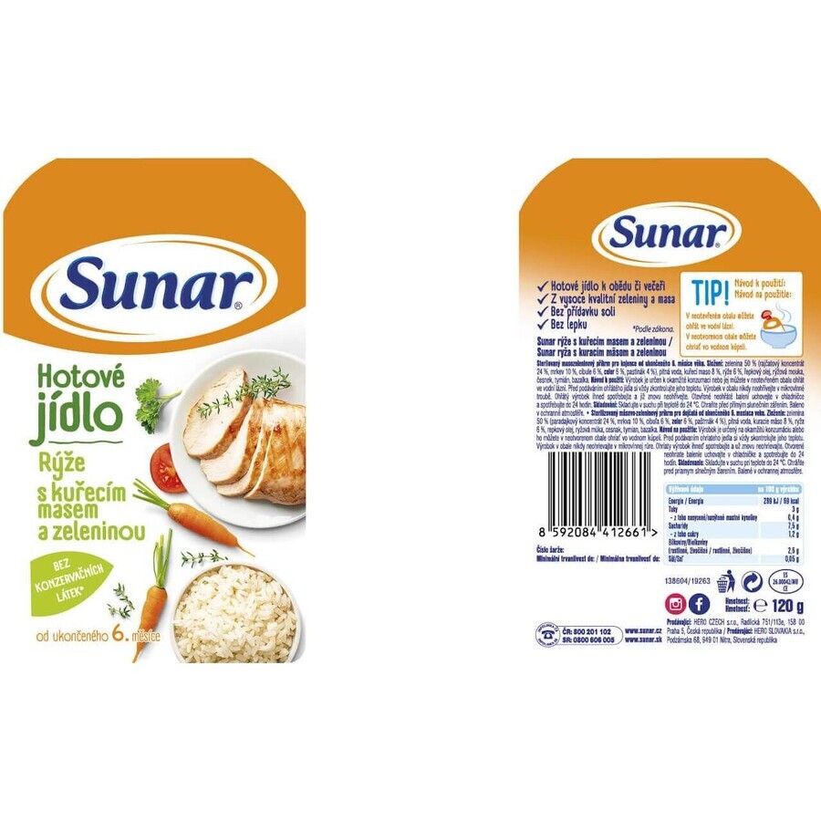 Orez Sunar cu pui și legume 6m+ 1 x 120 g