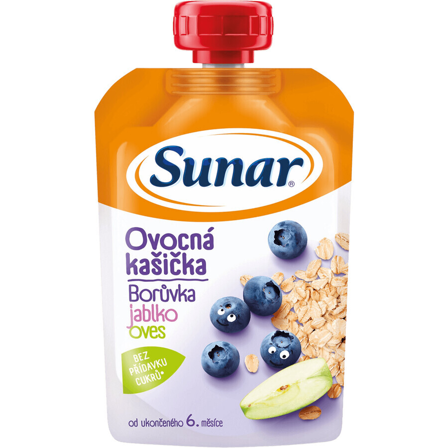 Sunar Fruchtbrei Heidelbeere, Apfel, Haferflocken 6m+ 120 g