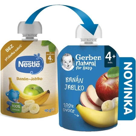 Gerber Natural Plátano Manzana 4m+ 90 g