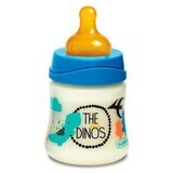 Suavinex Sticlă din latex cu suzetă rotundă Blue Dino 150 ml