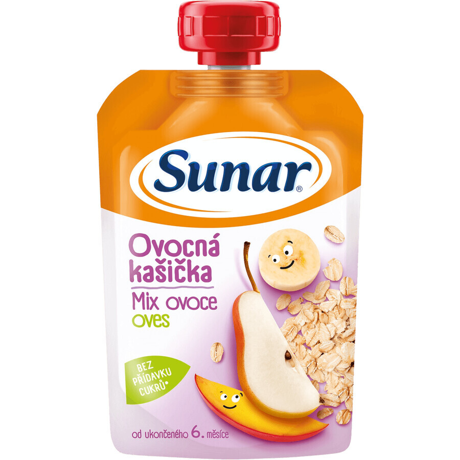 Capsule de bouillie de fruits Sunar, fruits mélangés, flocons d'avoine 6m+ 120 g