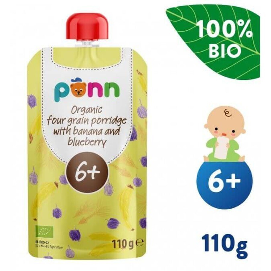 Salvest Põnn Biologische banaan met bosbessen en graanvlokken 110 g