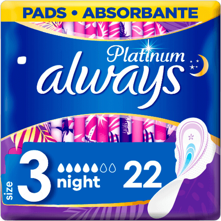 Buy Always Platinum night sanitary napkins (size 3) with wings 22 pcs Always Platinum night sanitary napkins (size 3) with wings 22 pcs