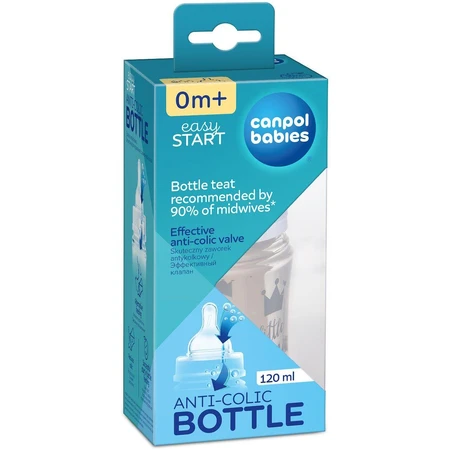 Canpol babies EasyStart ROYAL BABY ROYAL BABY Anti-Kolik-Flasche für Babys blau 120 ml