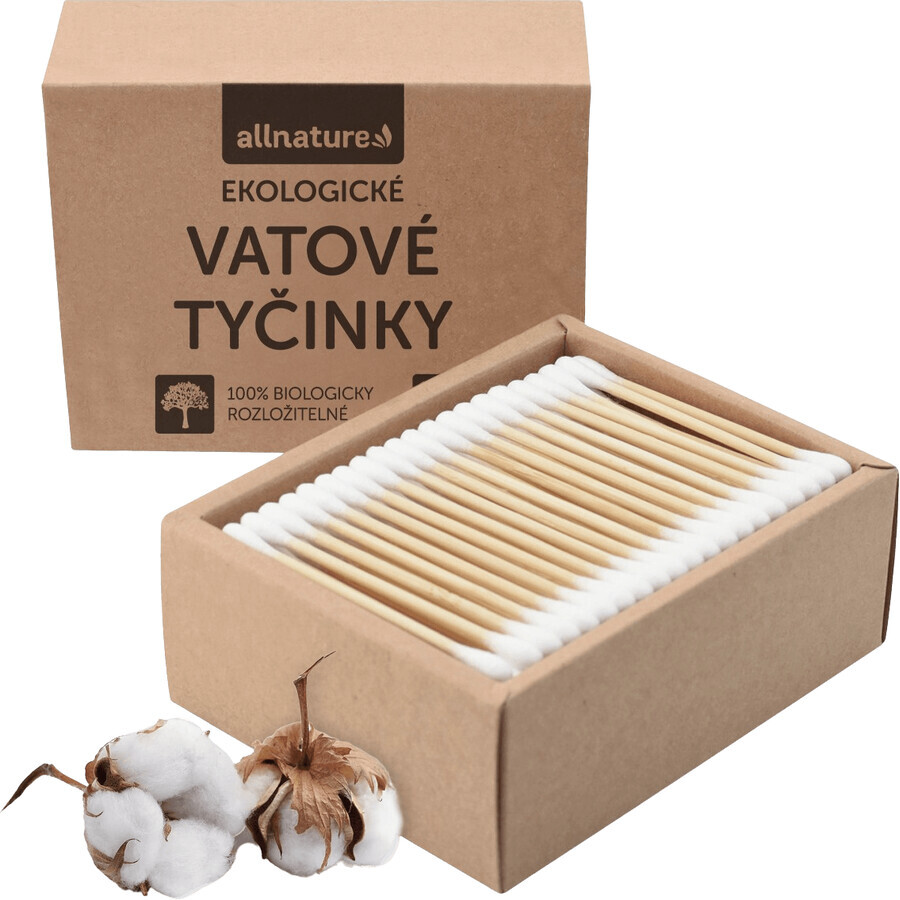 Cumpără Allnature Tampoane de bumbac organice 200 buc Allnature Tampoane de bumbac organice 200 buc