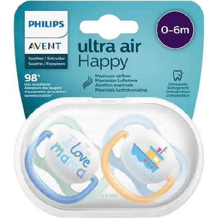 Chupete Philips Avent Ultra air Text 0-6m niño 2 piezas