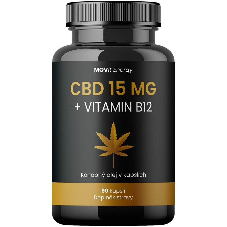 Movit Energy Aceite de cáñamo 15 mg CBD + vitamina B12, 90 cápsulas