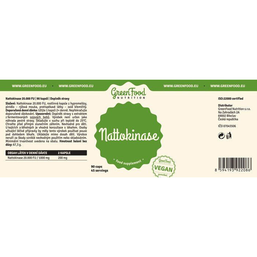 GreenFood Nutrition GreenFood Nattokinase 20.000FU 90 capsule