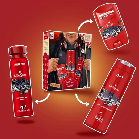 Old Spice City Explorer - cadeauset met vaste deodorant en spray, Night Panther douchegel