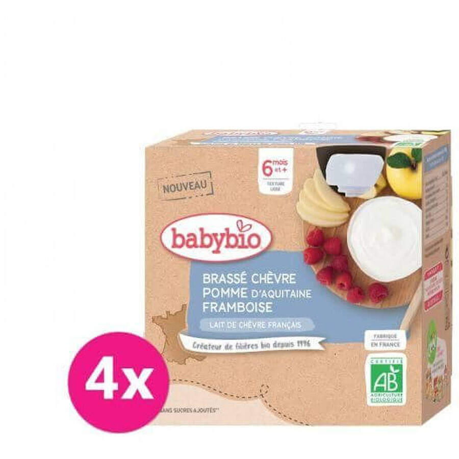 Babybio snack au lait de chèvre avec pommes et framboises 4 x 85 g
