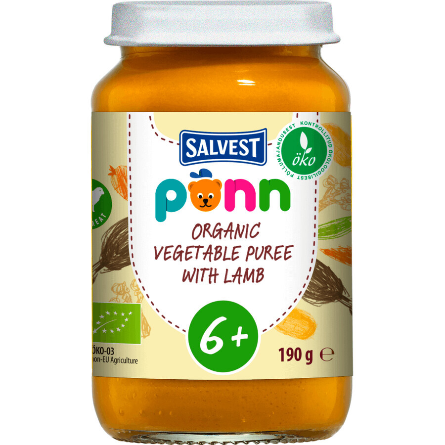Buy Salvest PONN Organic Lamb with mashed vegetables 6+ months and over 190 g Salvest PONN Organic Lamb with mashed vegetables 6+ months and over 190 g