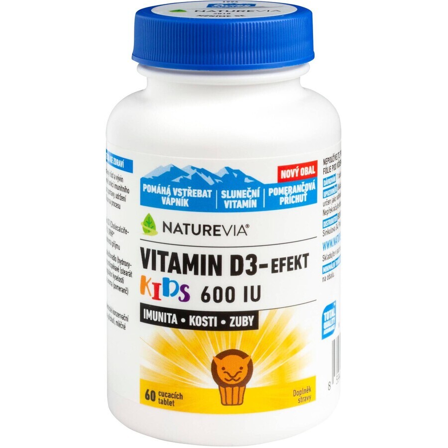 NatureVia Vitamine D3-EFECT KIDS 600 IE inneembare tabletten 60 stuks