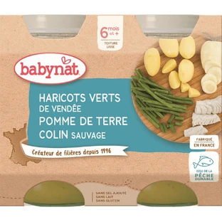 Babybio Menu Pommes de terre et haricots verts au brochet 2 x 200 g