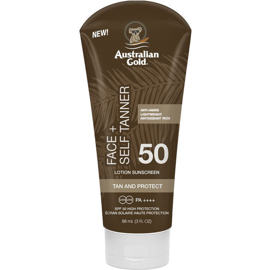Australian Gold Face + Self Tanner, SPF 50, 88 ml