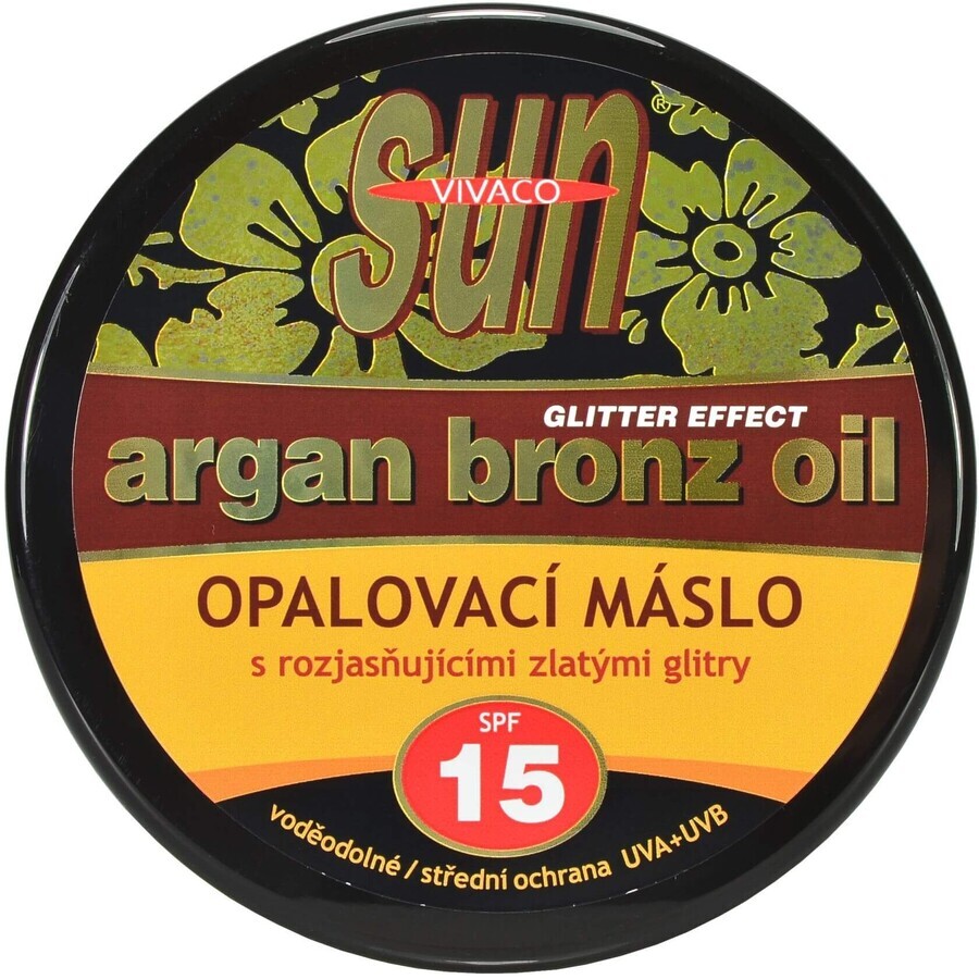 Vivaco Argan Oil Sunscreen Butter with Golden Glitter SPF15, 200 ml