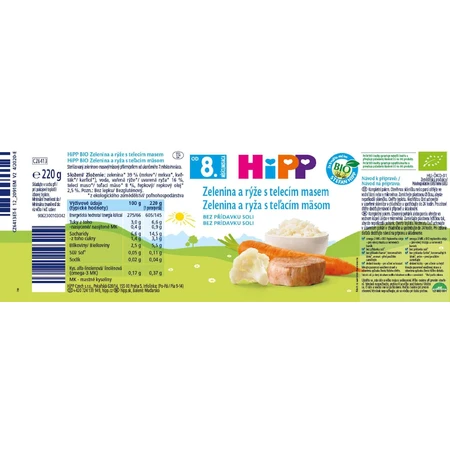 HiPP Organic Verduras y arroz con ternera 220 g