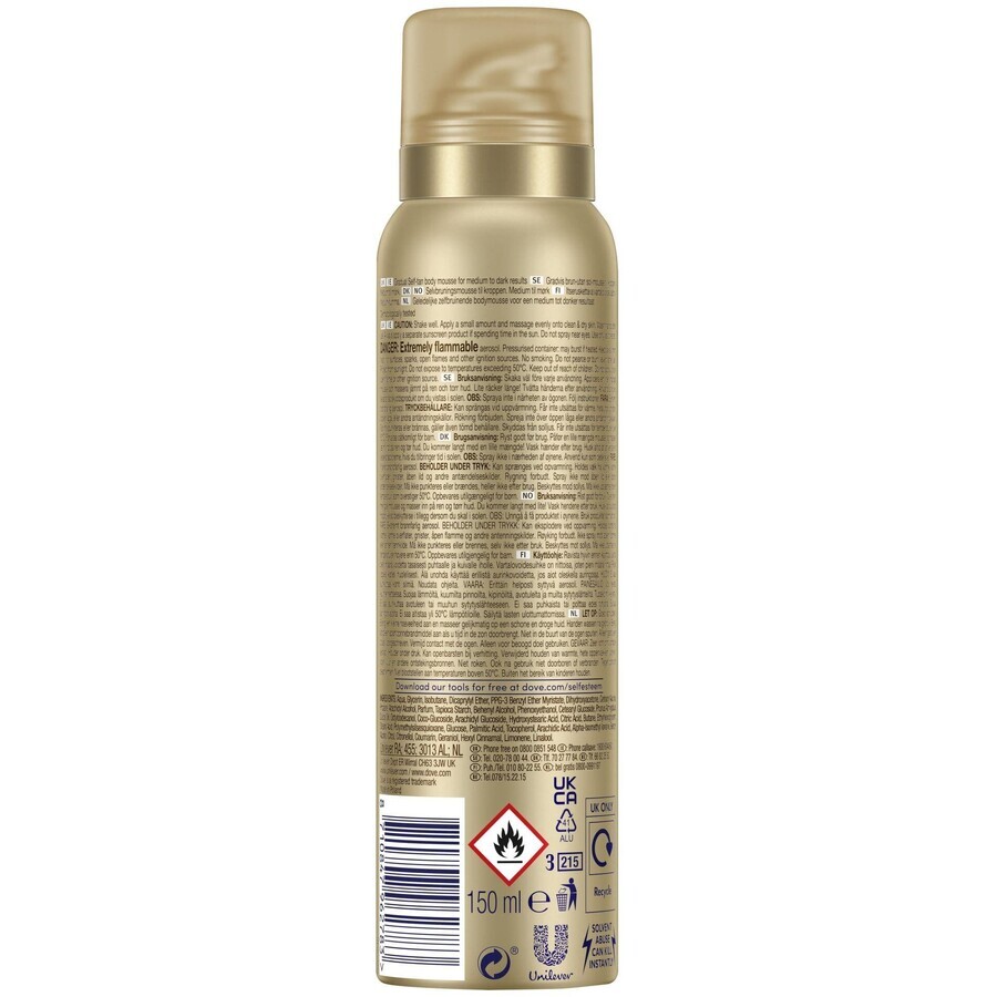 Dove Summer revived Self-tanning body foam Medium to dark 150 ml