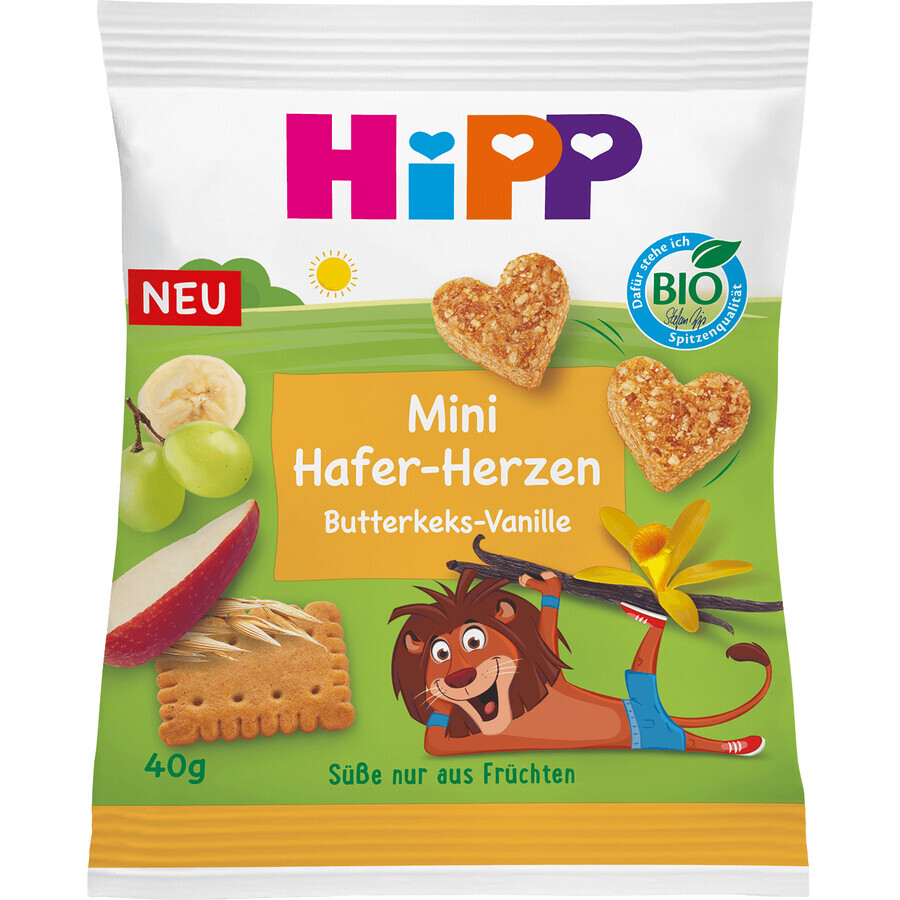 Buy HiPP Organic Fruit and Cereal Hearts Biscuits with butter-Vanilla 40 g HiPP Organic Fruit and Cereal Hearts Biscuits with butter-Vanilla 40 g