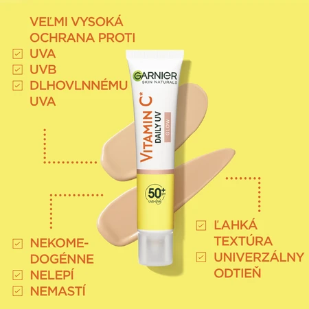 Garnier Skin Naturals Fluido UV diario iluminador con vitamina C FPS 50+ brillo, 40 ml