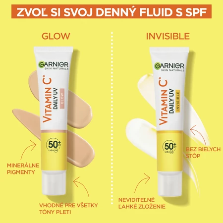 Garnier Skin Naturals Fluido UV diario iluminador con vitamina C FPS 50+ brillo, 40 ml