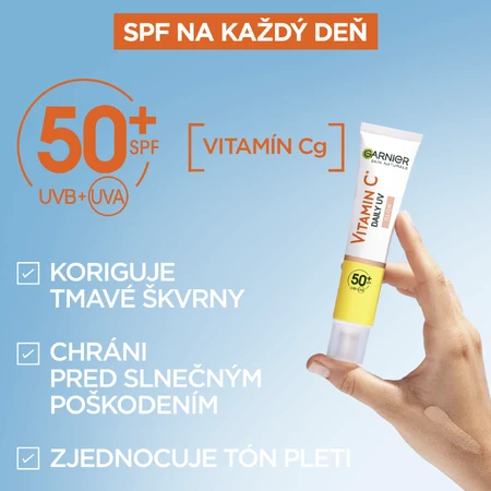 Garnier Skin Naturals Fluido UV diario iluminador con vitamina C FPS 50+ brillo, 40 ml