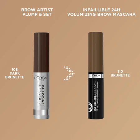L'Oréal Paris Máscara de pestañas voluminizadora 3.0 Gel para cejas morenas, 5 ml