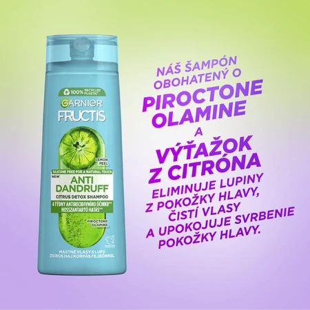 Garnier Fructis Antidandruff Citrus Shampoo für fettiges Haar mit Schuppenbildung, 250 ml