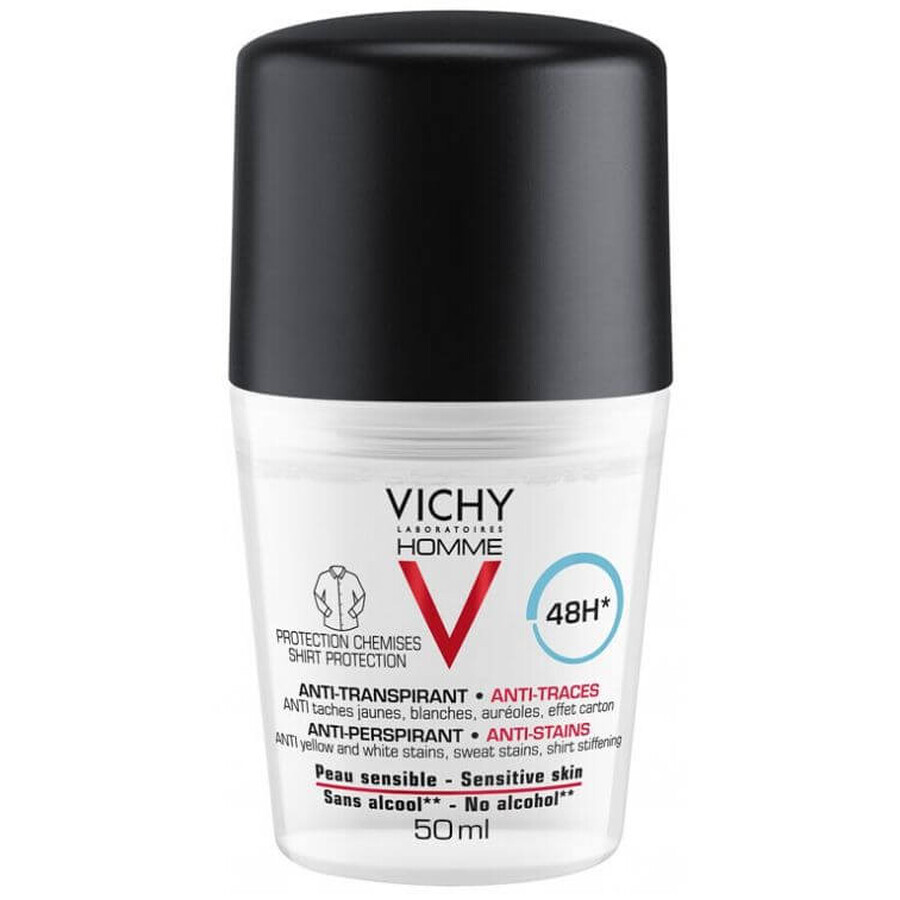 Shop Vichy Homme Deo Roll-on Antitranspirant 48H für empfindliche Haut 50 ml Vichy Homme Deo Roll-on Antitranspirant 48H für empfindliche Haut 50 ml
