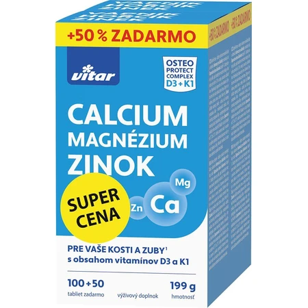 Vitar Calcio + Magnesio + Zinc + Vitaminas D3 y K1 150 comprimidos