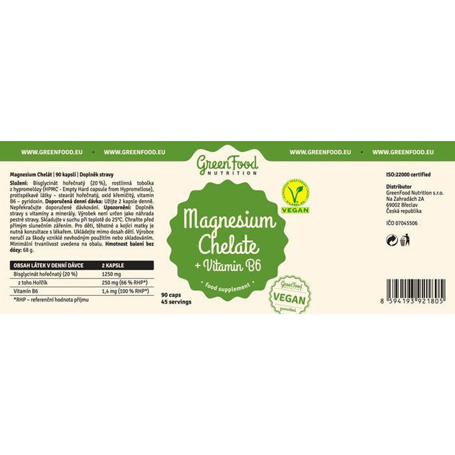 GreenFood Nutrition Chelat de magneziu 90 capsule