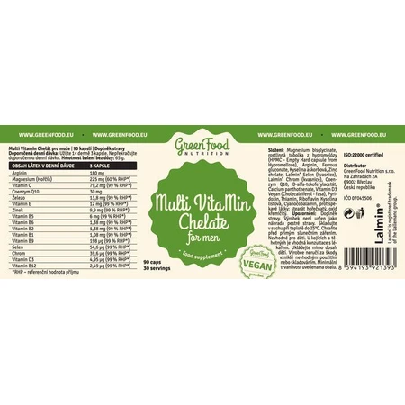 GreenFood Nutrition GreenFood Multi VitaMin Quelato para Hombres 90 cápsulas