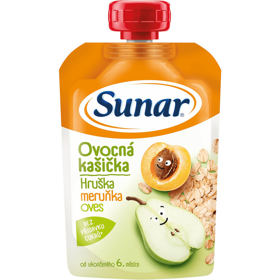 Sunar gachas de fruta pera, albaricoque, avena 6m+ 120 g