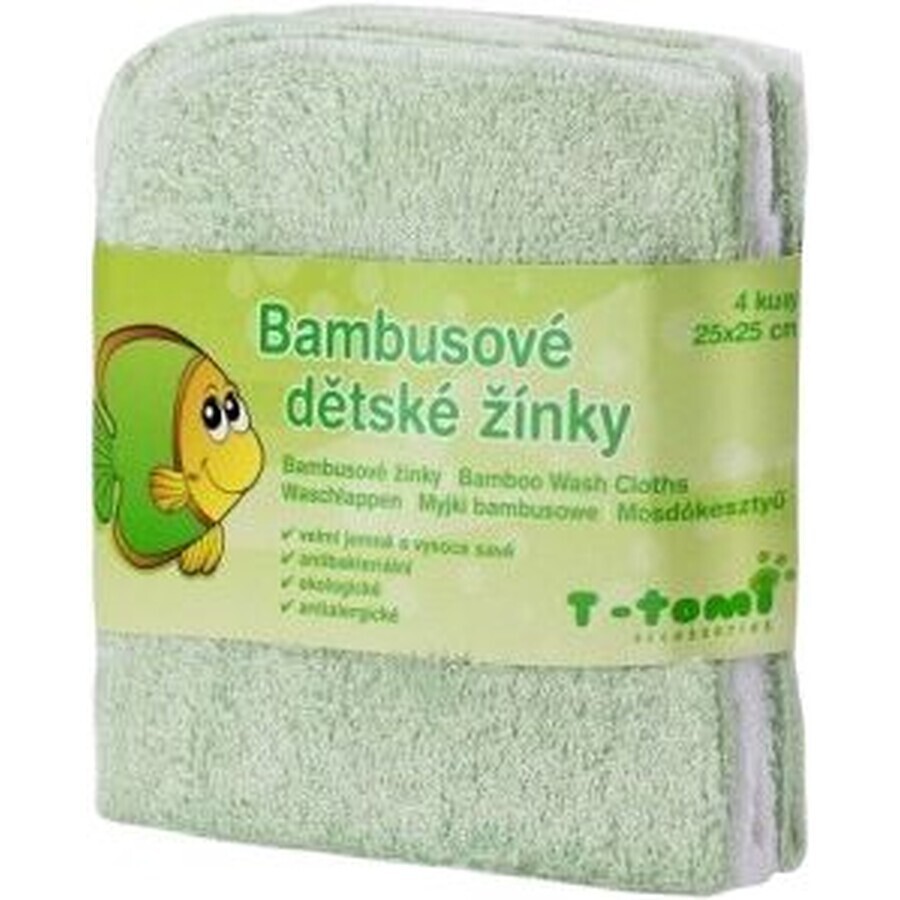 T-Tomi Fazzoletti da bagno verdi 4 pz.