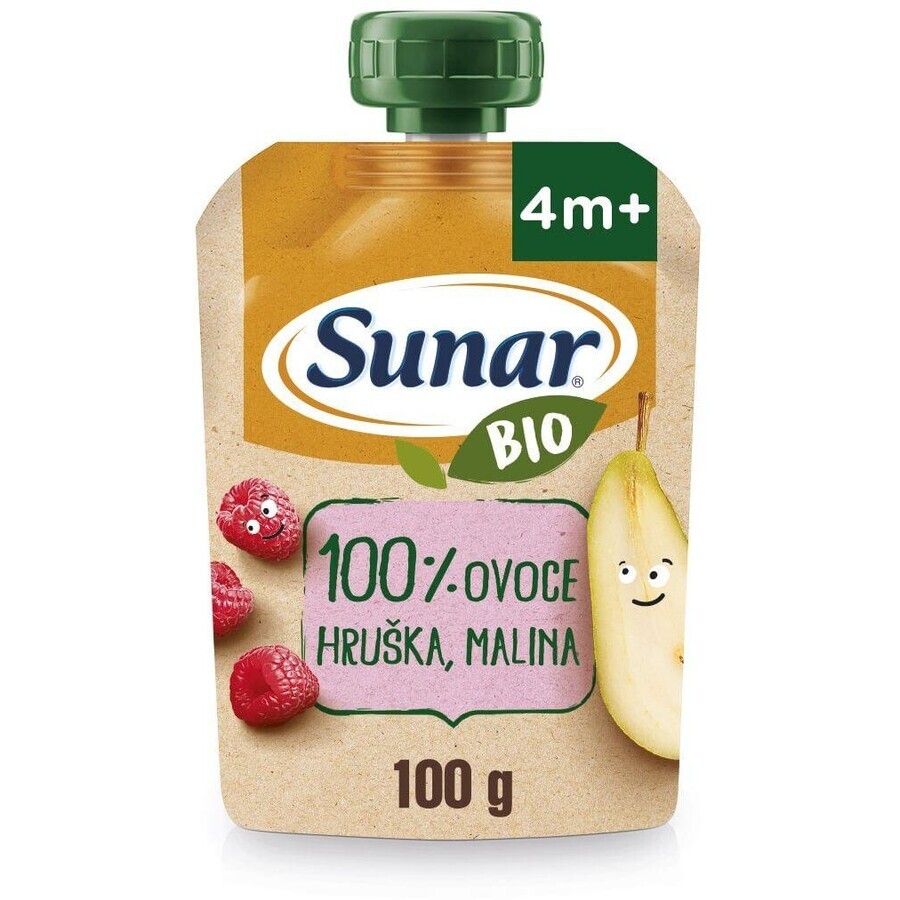 Sunar Capsule de fruits bio poire, framboise 4m+ 100 g