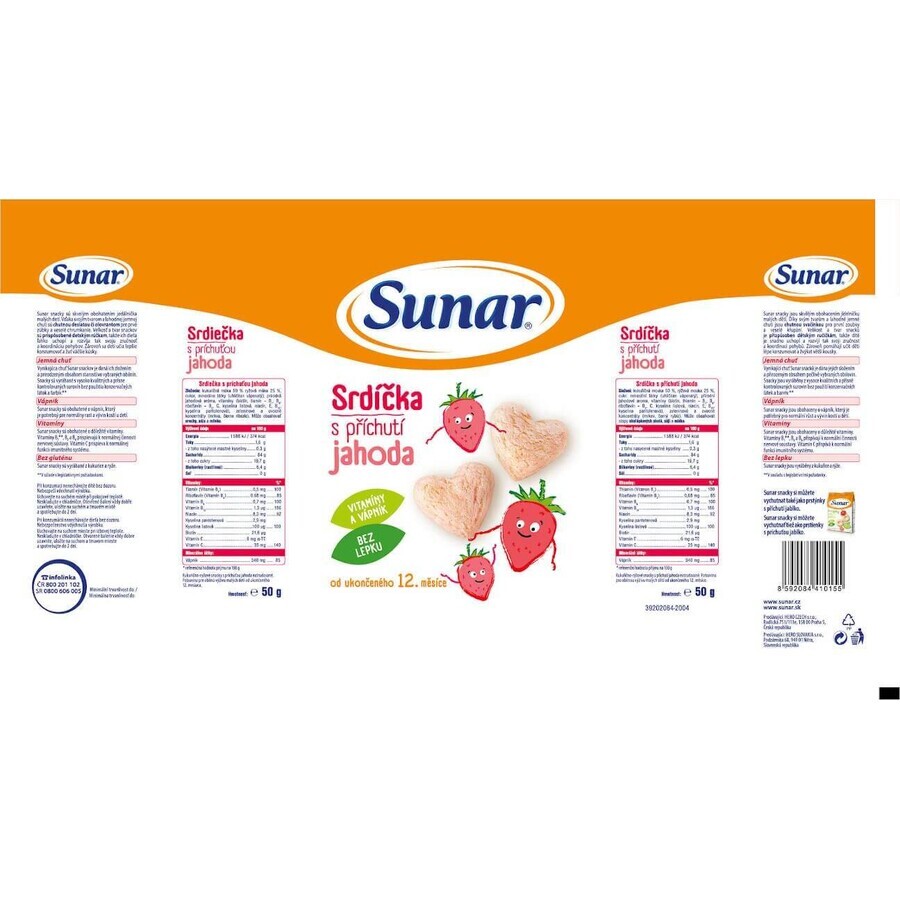 Sunar Baby Chips Erdbeerherzen 50 g