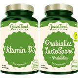 GreenFood Nutrition Probiotic Lactospore® Probiotica + Prebiotica + Vitamine D3 2 x 60 capsules