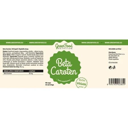 GreenFood Nutrition GreenFood Beta Carotin 90 Kapseln