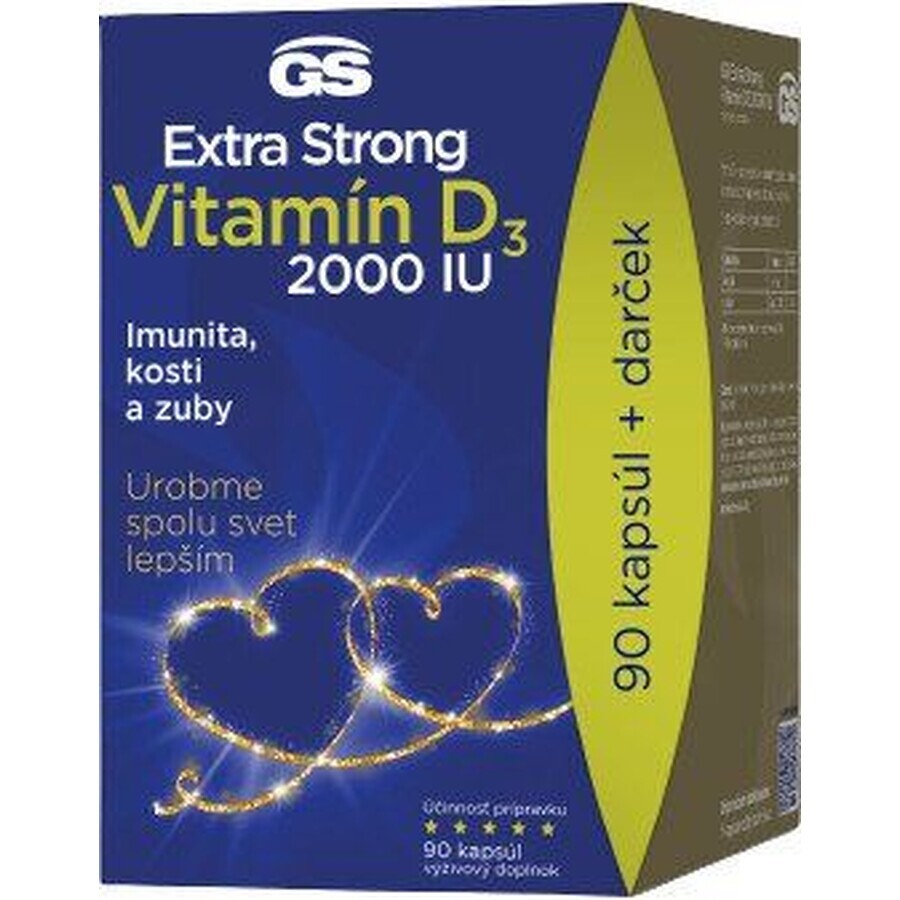 Cumpără GS Extra Strong Vitamina D3 2000 UI - pachet cadou de 90 de capsule GS Extra Strong Vitamina D3 2000 UI - pachet cadou de 90 de capsule
