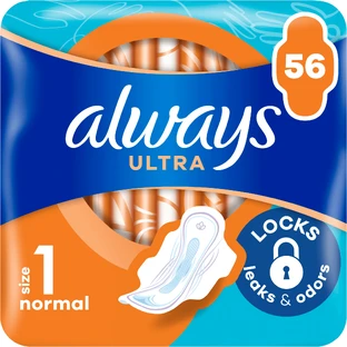 Always Ultra Normal Damenbinden (Größe 1) mit Flügeln 56 Stück