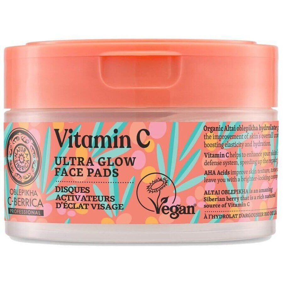 Oblepikha C-Berrica Almohadillas de algodón ultrabrillantes, espino amarillo C-Berrica, vitamina C 20 uds.